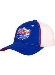 Lucas Oil Brushed Cotton Hat (Blue) in Blue and White - 3/4 Left View