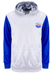 Lucas Oil Sub Hoodie In White And Blue - Front View