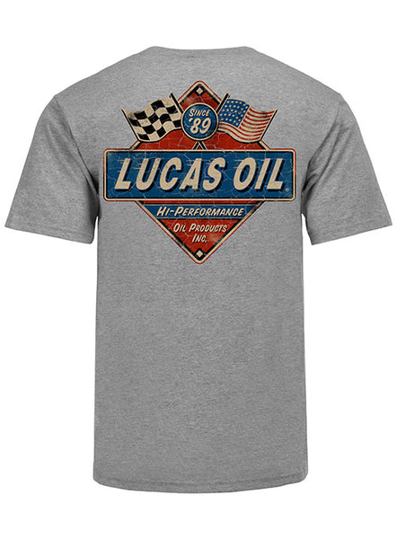 Lucas Oil Hi-Performance T-Shirt in Gray - Back View